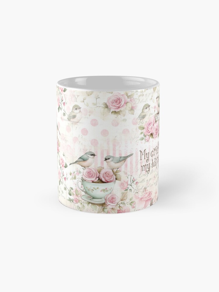 Thumbnail 4 of 6, Coffee Mug, Whimsy & Roses - Pink Craft Room designed and sold by ShabbyArtCo.