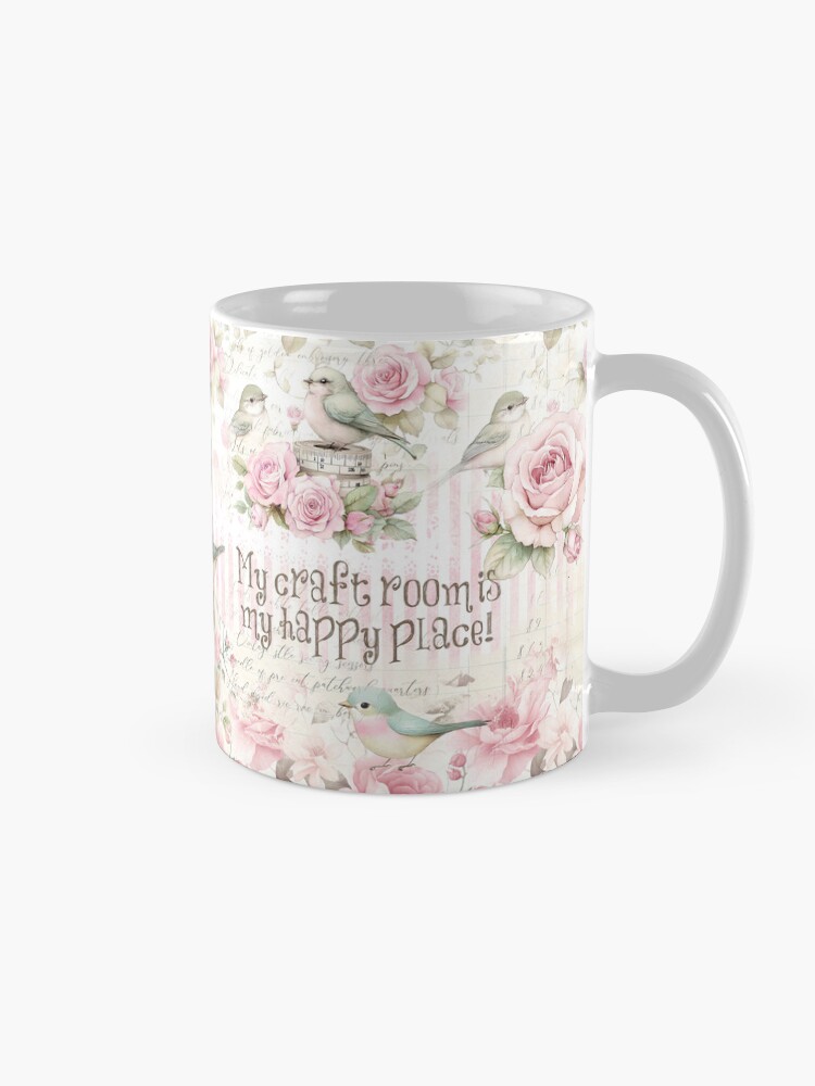 Thumbnail 5 of 6, Coffee Mug, Whimsy & Roses - Pink Craft Room designed and sold by ShabbyArtCo.