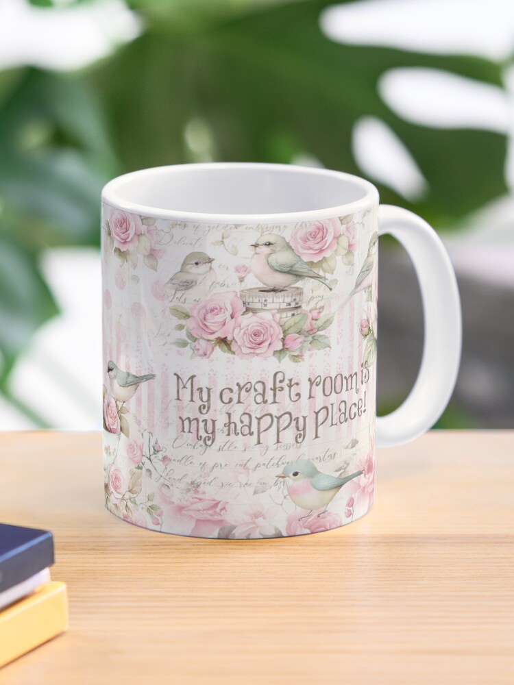 Thumbnail 1 of 6, Coffee Mug, Whimsy & Roses - Pink Craft Room designed and sold by ShabbyArtCo.