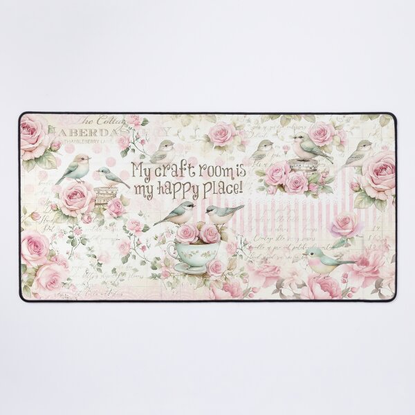 Vista previa del artículo con la obra «Whimsy & Roses - Sala de manualidades rosa», diseñado y vendido por ShabbyArtCo.