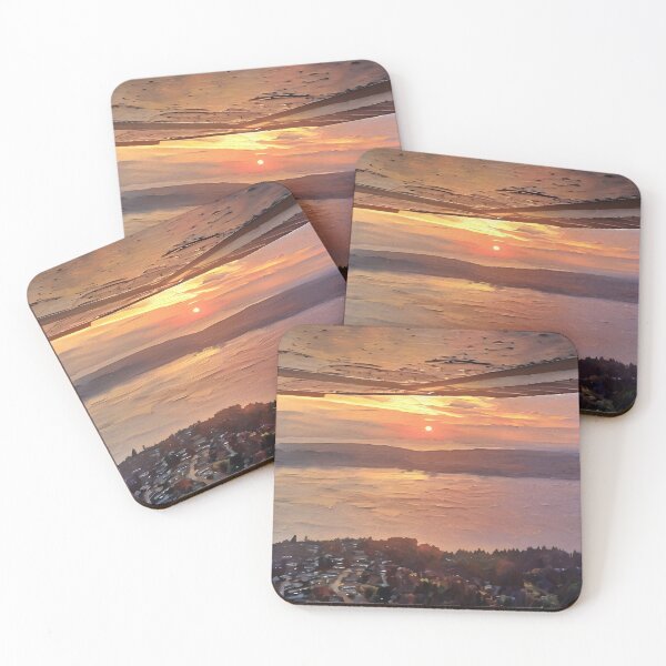 Item preview, Flying by Puget Sound Sunset (Oil Painting) designed and sold by flyscenicair.
