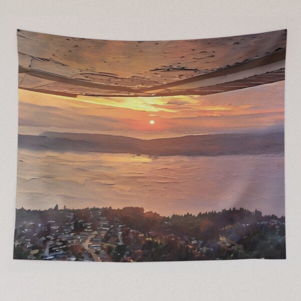 Item preview, Flying by Puget Sound Sunset (Oil Painting) designed and sold by flyscenicair.