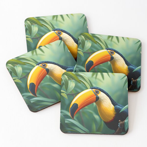 Item preview, Toco Toucan Oil Painting Style Rainforest Wildlife Conservation designed and sold by kakarikihill.