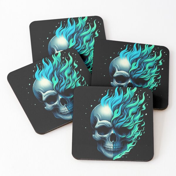 Item preview, Flaming Green & Blue Skull designed and sold by Fuzzymooselogs.