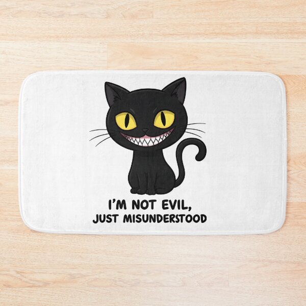 Item preview, Playful Black Cat Smiling with Mischievous Expression on Black Background designed and sold by RUMOOROZ.