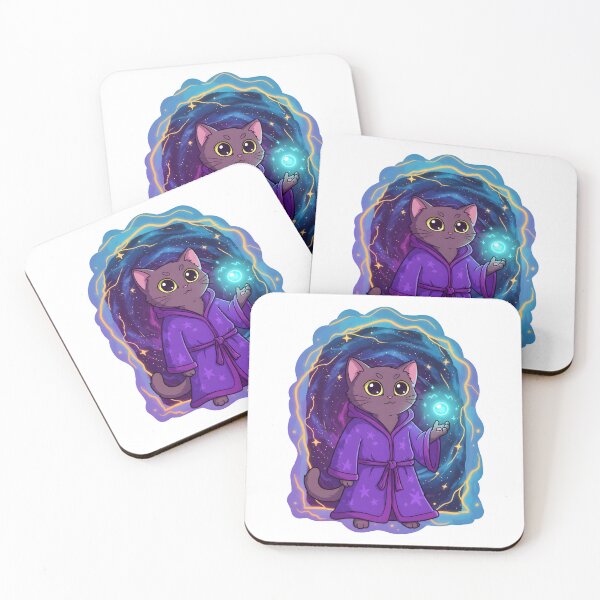 Item preview, Illustration of a Magical Cat Wizard with a Celestial Background designed and sold by RUMOOROZ.