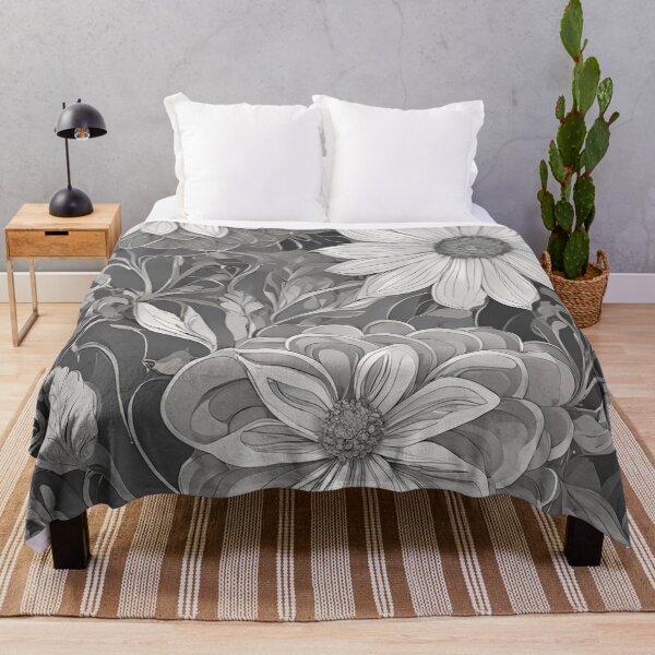 Artikelvorschau, Monochrome Blumen - Modernes botanisches Muster entworfen und verkauft von Line in Bloom.
