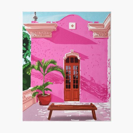 Artikel-Vorschau von Rosa Gebäudearchitektur | Pop-Art-Reise-Haus-Malerei | Moderner böhmischer Dekor im spanischen Palast, designt und verkauft von 83oranges.