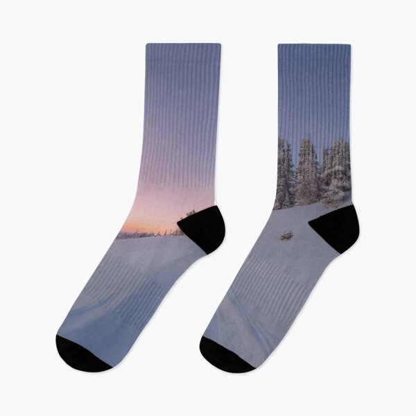 Item preview, Winter Wonderland at Sunset - Snowy Mountain Landscape with Ski Tracks designed and sold by ArtArchive-KK.