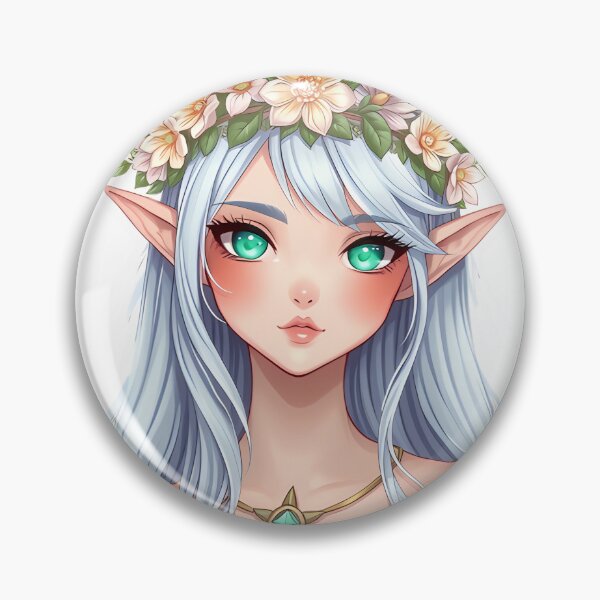 Item preview, Elegant Elf with Silver Hair & Floral Crown Design designed and sold by Sandamony.