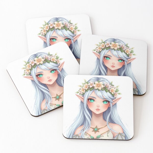 Item preview, Elegant Elf with Silver Hair & Floral Crown Design designed and sold by Sandamony.