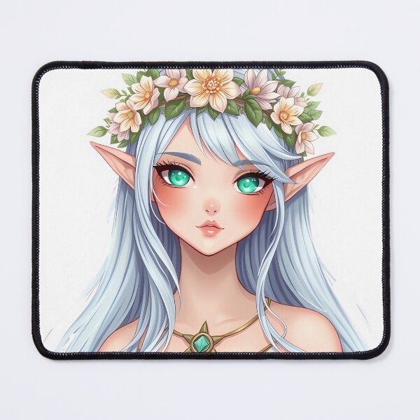 Item preview, Elegant Elf with Silver Hair & Floral Crown Design designed and sold by Sandamony.