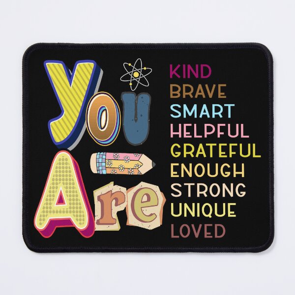Item preview, You are Kind Loved Brave Enough Tee Rainbow Affirmations Gift Inspirational Positive Affirmations designed and sold by MotivaChic.
