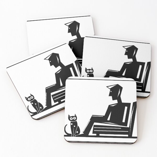 Item preview, Minimalist Man and Cat Illustration designed and sold by matybrak.