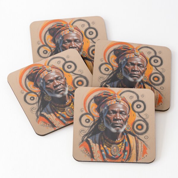 Item preview, Vibrant African Spirituality Artwork: Traditional Attire and Symbolic Patterns designed and sold by 'VARI'.