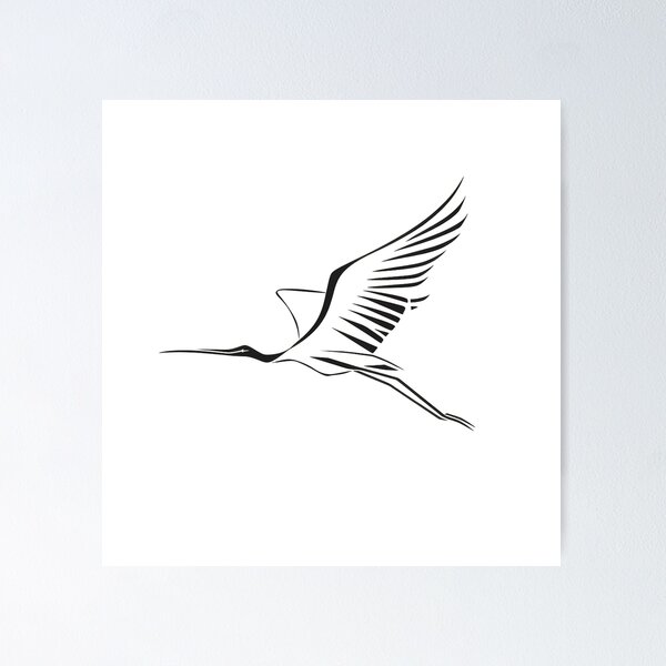Item preview, Elegant Black Crane Silhouette – Minimalist Bird Art designed and sold by EmiBarDesign.