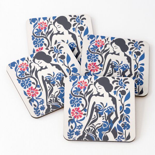 Item preview, Modern young woman in blue with red flowers designed and sold by LadyBird-87.
