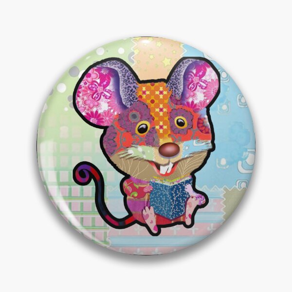 Item preview, Colorful Patchwork Mouse Reading Book - Whimsical Children's Art for Nursery Decor designed and sold by Psycho-Crazy.