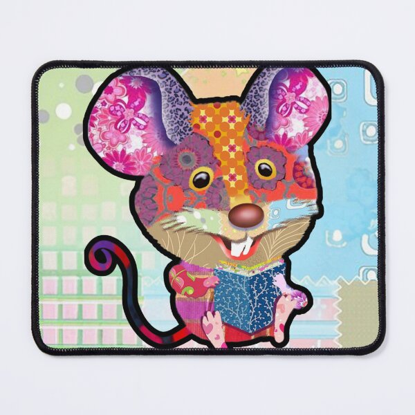 Item preview, Colorful Patchwork Mouse Reading Book - Whimsical Children's Art for Nursery Decor designed and sold by Psycho-Crazy.