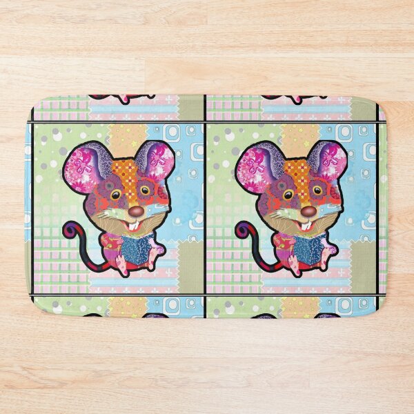 Item preview, Colorful Patchwork Mouse Reading Book - Whimsical Children's Art for Nursery Decor designed and sold by Psycho-Crazy.