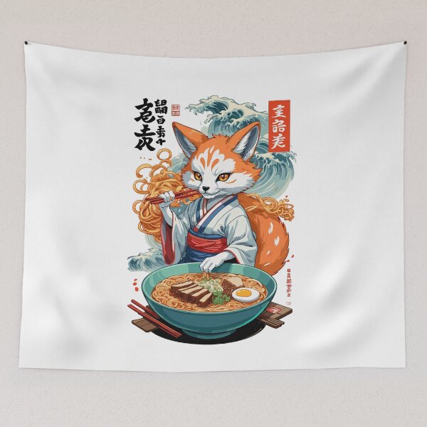 Item preview, Kitsune Fox Ramen Noodles Kawaii Japan Retro designed and sold by LuminOrb.