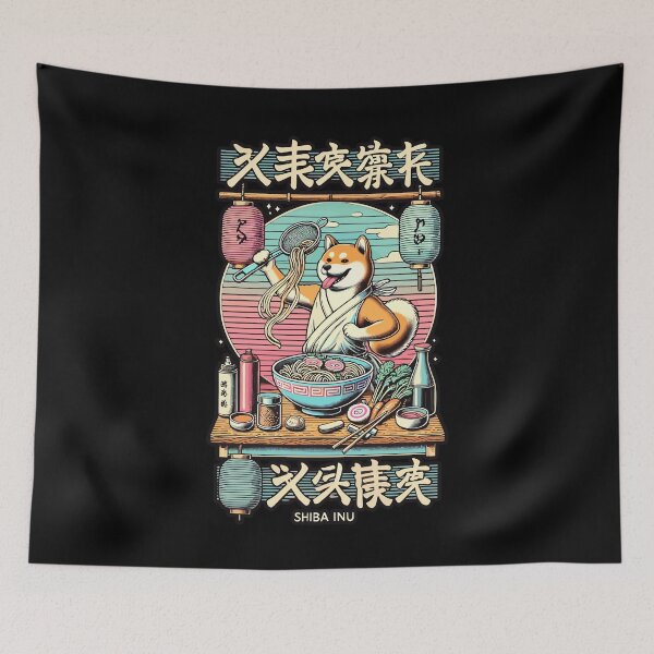 Item preview, Shiba Dog Ramen Chef In Ukiyo-e Style designed and sold by LuminOrb.