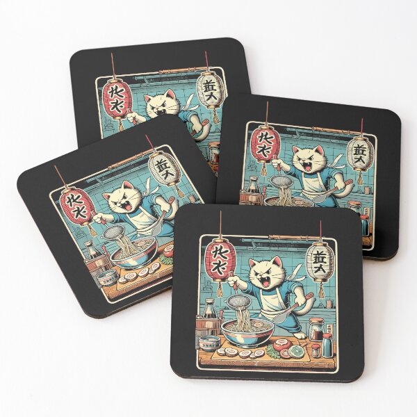 Item preview, Ramen Noodles Cat Kawaii Retro Ukiyo-e designed and sold by LuminOrb.