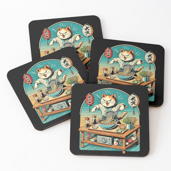 Item preview, Ramen Noodles Retro Cat Kawaii Chef Japan designed and sold by LuminOrb.