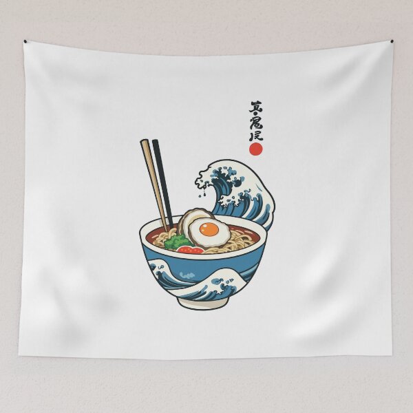 Item preview, Retro Ramen Aesthetic Ukiyo-E Waves designed and sold by LuminOrb.