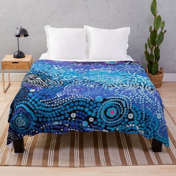 Item preview, Aboriginal Inspired Dot Art - With Blue Lilac Waves designed and sold by GrinGalore.