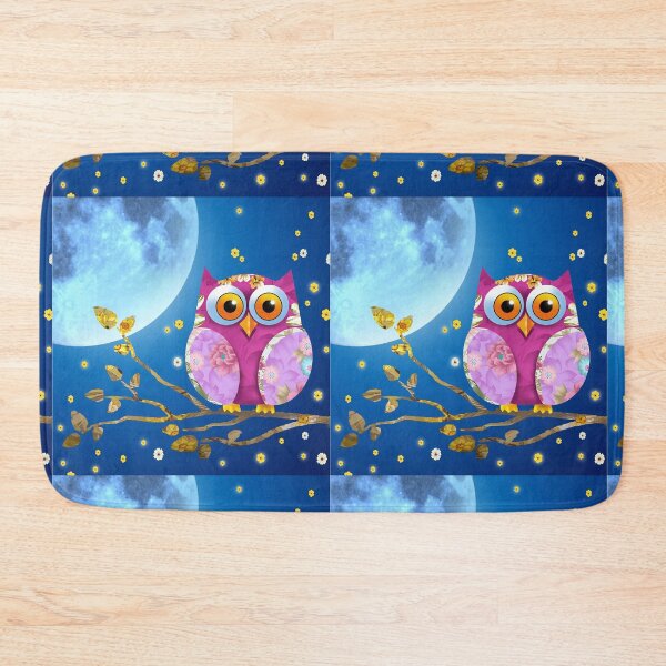 Item preview, Whimsical Floral Owl Under Moonlit Night Sky - Cute and Colorful Owl Art Print for Nature Lovers designed and sold by Psycho-Crazy.