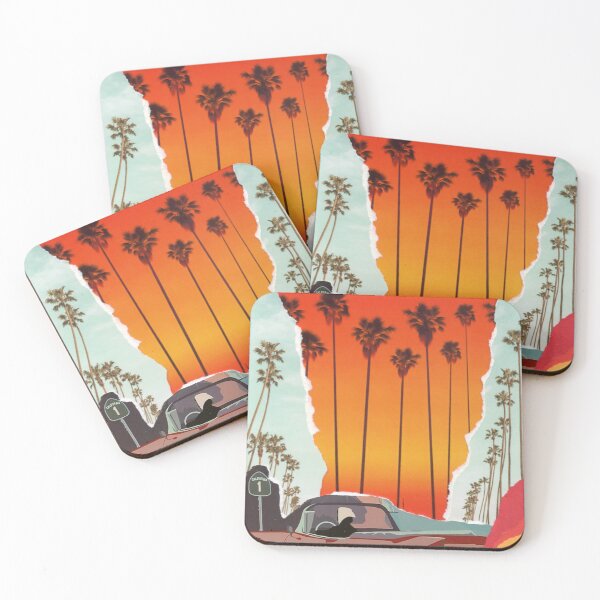 Item preview, California palm trees ripped paper art designed and sold by Deb Puzzledrobots.
