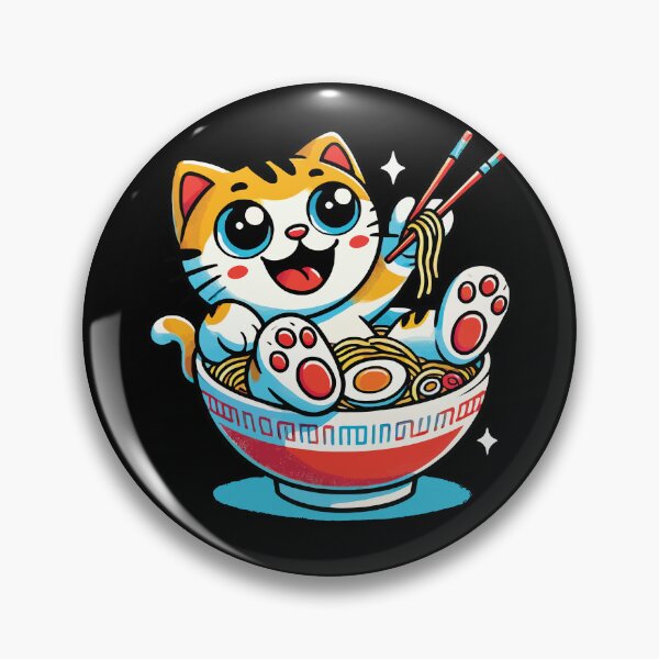 Item preview, Kawaii Cat With Ramen Noodles Bowl Anime Style designed and sold by LuminOrb.