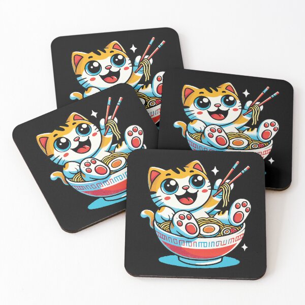 Item preview, Kawaii Cat With Ramen Noodles Bowl Anime Style designed and sold by LuminOrb.