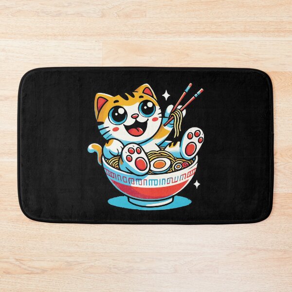 Item preview, Kawaii Cat With Ramen Noodles Bowl Anime Style designed and sold by LuminOrb.