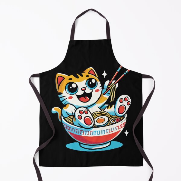 Item preview, Kawaii Cat With Ramen Noodles Bowl Anime Style designed and sold by LuminOrb.