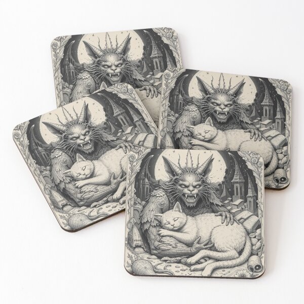 Item preview, Cat Demon with Cat Vintage Whimsical Zentangle Art designed and sold by Witty Shirts.