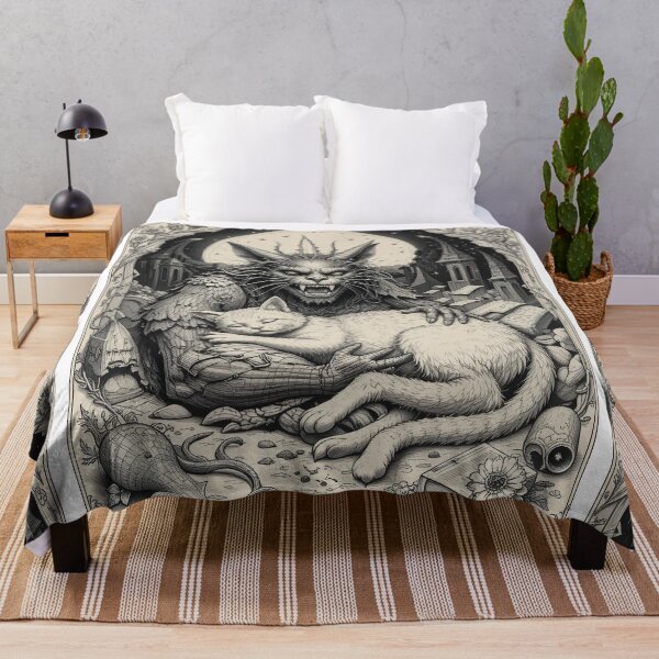Item preview, Cat Demon with Cat Vintage Whimsical Zentangle Art designed and sold by Witty Shirts.
