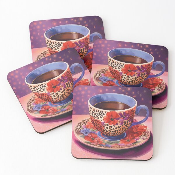 Item preview, Leopard Flower Coffee Purple Pink designed and sold by Dancing in the Living Room.
