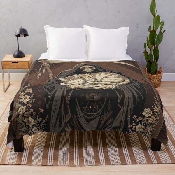 Item preview, Grim Reaper with Cat Vintage Whimsical Zentangle Art designed and sold by Witty Shirts.