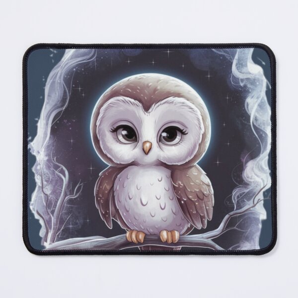 Item preview, a charming kawaii owl character perched on a branch designed and sold by 123ks.