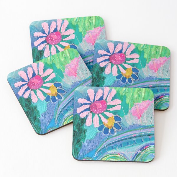 Item preview, Pretty pink blue floral painting designed and sold by Amy Compton.