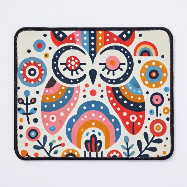 Item preview, Scandinavian Folk Art Rainbow Animals - Cute Colourful Sleepy Owl by heidiannemorris designed and sold by FOLK ART FUSION by heidiannemorris.