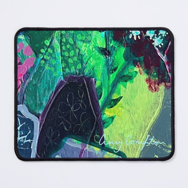 Item preview, Pink green floral abstract painting designed and sold by Amy Compton.