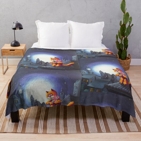 Item preview, Romantic Rooftop Cat Under the Starry Sky designed and sold by Psycho-Crazy.
