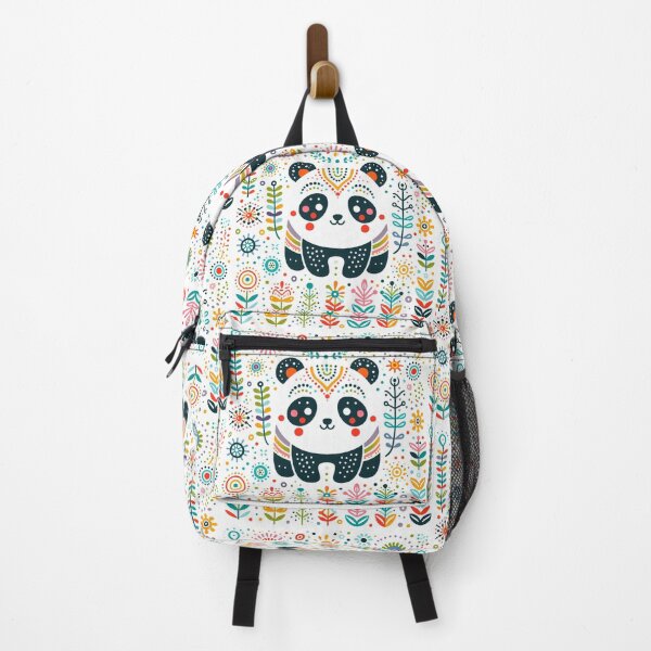 Item preview, Rainbow Scandinavian Folk Art - Colourful Smiling Panda Design by heidiannemorris designed and sold by FOLK ART FUSION by heidiannemorris.