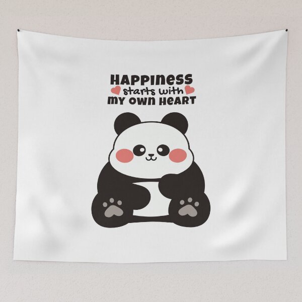 Item preview, Happiness Starts with My Own Heart Panda – Motivational Design designed and sold by Tulip Creators .