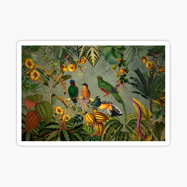 Item preview,  Mystic Vintage Exotic Mystic Colorful Birds Jungle Nightgarden - Green designed and sold by UtArt.
