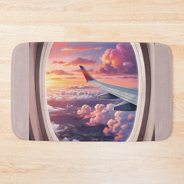 Item preview, Pastel Dreamy Sunset Airplane Window View – Wing, Clouds & Terrain designed and sold by EMairplanes.