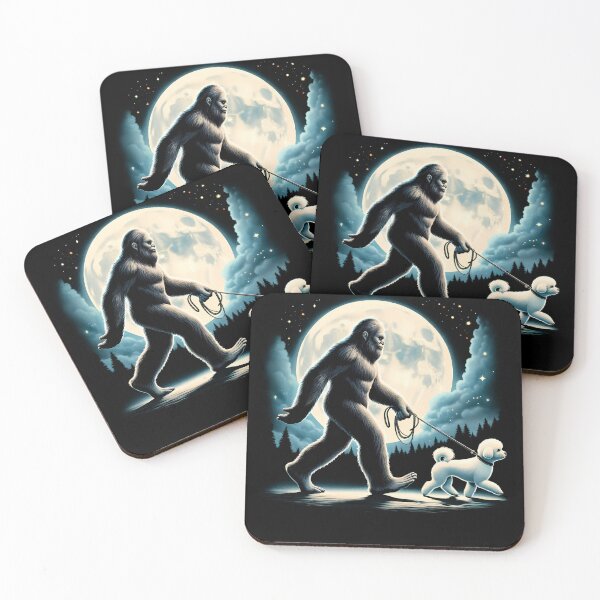 Item preview, Bigfoot Sasquatch Bichon Frise Walking Dog Lover Moon designed and sold by Kimberley King Art  King Art.